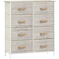 HOMCOM Chest of Eight Fabric Drawers - Natural Wood Finish(m-1)