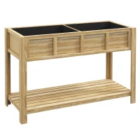 Outsunny Jardinière sur pieds avec séparateur amovible, étagère, Inserts d'irrigation, feutre de drainage 115L x 46l x 75H cm(m-11)