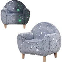 AIYAPLAY Sofá Infantil con Diseño de Estrellas que Brillan en la Oscuridad Tejido Suave de Terciopelo 55x40x55 cm Gris(m-10)
