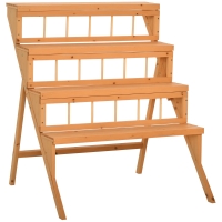 Outsunny Étagère échelle à Fleurs en Bois Étagère à Fleurs Supports de Pots Porte Plante en Bois 4 niveaux pour Intérieur Balcon Jardin Terrasse Bois Sapin pré-huilé