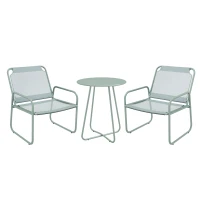 Outsunny 3-teiliges Gartenmöbelset, 2 Stühle mit atmungsaktivem Stoffbezug, 1 runder Tisch Ø60 cm, Grün(m-10)