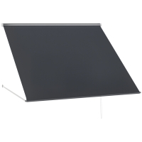 Outsunny Copertină cu Braț Pliabil, cu Deschidere Manuală, Copertină Basculantă cu Protecție UV30+, 150x120 cm, Gri Închis