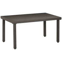 Outsunny Table Basse Extérieur Lattes Marron Pieds Réglables