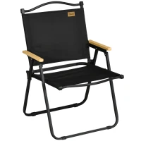 Outsunny Chaise de camping chaise de pêche pliante avec accoudoirs tissu Oxford et structure acier 54 x 59 x 78 cm noir(m-11)