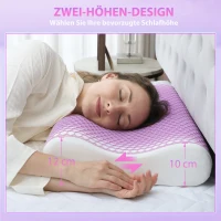 HOMCOM Memory Schaum Kissen Kopfkissen, Nackenstützkissen mit abnehmbarem Bezug, 2 Höhe  Ergonomische, 2S schnell reagierend(m-6)