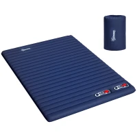 Outsunny Matelas autogonflant de camping - grand confort 2 personnes - pliable avec sac de transport inclus - bleu marine(m-1)
