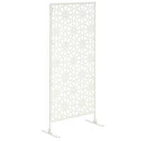 Outsunny Biombo de 3 Peças Separador de Ambiente com Desenho em Flocos de Neve Biombo para Exterior  92x45x198 cm Branco(m-1)