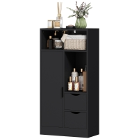 HOMCOM Badezimmerschrank mit 2 Schubladen Offenes Fach und Verstellbare Regale für Kleinen Raum 50x25x100 cm Weiß