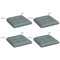 Outsunny Lot de 4 Coussins de chaise de jardin capitonné Rembourrage 4 cm Tissu Polyester dim. 43L x 41l cm Gris(m-10)