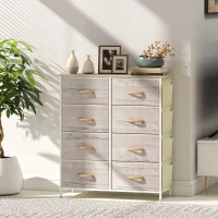 HOMCOM Chest of Eight Fabric Drawers - Natural Wood Finish(m-9)