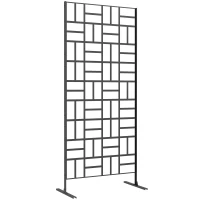 Outsunny Panneau brise vue décoratif paravent extérieur à motif géométrique ajouré en métal - 90L x 45l x 198H cm, noir(m-11)
