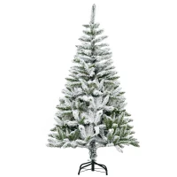 HOMCOM Árbol de Navidad Artificial 150 cm con Nieve Ignífugo con 358 Ramas Decoración Navideña para Interiores Verde(m-10)