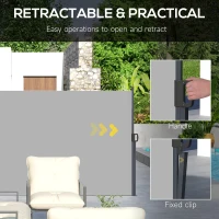 Outsunny Retractable Side Awning, Garden Privacy Screen Divider, Full Cassette Wind Breaker for Hot Tub, Balcony, Terrace, Pool, 300 x 180 cm, Light Grey(m-5)
