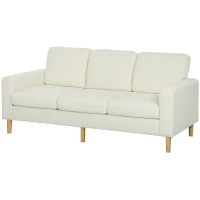HOMCOM Canapé 3 places en velours côtelé, canapé avec coussins à ressorts et assise rembourré, 192x80x84,5cm, beige(m-1)