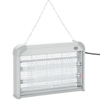 Outsunny Lámpara Anti-mosquitos Lámpara Mata Insectos Eléctrico Luz Ultravioleta 20W con 2 Tubos Área de Acción 60m² Interiores Exteriores 39x7,5x26,5 cm Blanco(m-9)
