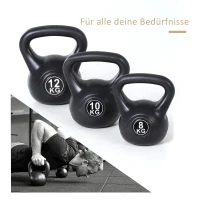 HOMCOM Kettlebell 10 kg - Gewichtshandvat met zand gevuld voor beginners, Zwart(m-7)