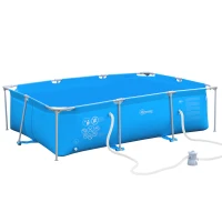 Outsunny Steel Frame Pool with Filter Pump, Filter Cartridge, Reinforced Sidewalls Rust Resistant Above Ground Swimming Pool 292 x 190 x 75cm, Blue(m-1)