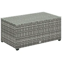 Outsunny 90 x 50cm Glass-Top Rattan Side Table - Light Grey(m-10)