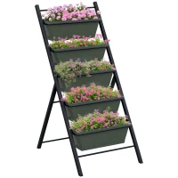 Outsunny 5-Tier Vertical Raised Garden Planter with 5 Container Boxes, Outdoor Plant Stand for Vegetable Flowers, Grey(m-10)