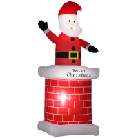 HOMCOM 7ft Christmas Inflatable Santa Claus from Chimney, Blow-Up Outdoor LED Garden Display for Lawn, Party(m-10)