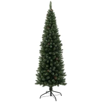 HOMCOM Albero di Natale Innevato Alto 180 cm con 618 Rami, Pigne e Base in Acciaio(m-1)