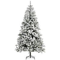HOMCOM Árbol de Navidad Artificial 225 cm con Nieve Ignífugo con 1300 Ramas Decoración Navideña para Interiores Verde