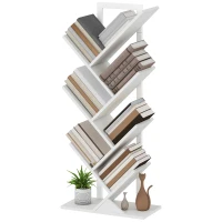 HOMCOM Estantería en Forma de Árbol con 7 Estantes y Sistema Antivuelco para Salón Dormitorio 50x24x109 cm Blanco(m-10)
