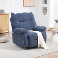 HOMCOM Fotel Masażer z Funkcją Ogrzewania i Leżenia, Obrotowy, do 150 kg, Konstrukcja Metalowa, 98x90x98cm, Niebieski(m-9)