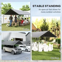 Outsunny 3 x 6m Heavy Duty Carport Garage Car Shelter Galvanized Steel Outdoor Open Canopy Tent Water UV Resistant Waterproof, Grey(m-7)