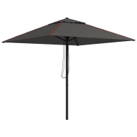 Outsunny 215cm Square Canopy Parasol, with Contrast Piping - Grey/Red(m-1)