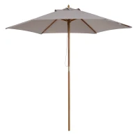 Outsunny Parasol droit parasol de jardin rond grande taille de jardin Ø 2,5 x 2,3H m bois de bambou gris(m-12)