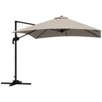 Outsunny Parasol déporté carré inclinable pivotant 360° manivelle piètement - aluminium dim. 3L x 3l x 2,6H m beige(m-10)
