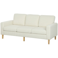 HOMCOM Dreisitzer-Sofa aus Rip-Vorvelvet mit Federkissen und gepolsterter Sitzfläche, 192x80x84,5cm, beige