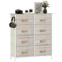HOMCOM Chest of Eight Fabric Drawers - Natural Wood Finish(m-10)