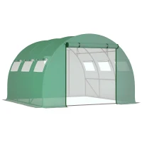 Outsunny Serre de Jardin Tunnel 9 m² 3L x 3l x 2H m - PE Haute densité 140 g/m² fenêtres porte déroulante vert(m-1)