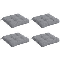 Outsunny Conjunto de 4 Almofadas para Cadeiras de Sala 48x48x7 cm Impermeáveis e Anti-UV com 2 Fitas de Fixação Cinzento