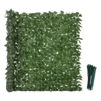 Outsunny Haie Artificiel Brise-Vue décoration Rouleau 3L x 1,5H m Feuillage hêtre réaliste Anti-UV, feuilles en soie, Vert foncé(m-11)