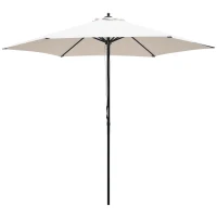 Outsunny 2.8m Garden Parasol Umbrella, Round Outdoor Market Table Umbrella Sun Shade Canopy, Off-White(m-10)