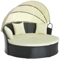 Outsunny Sonneninsel, teilbar in 2 Sofas, verstellbarer Sonnenschutz, Rattanoptik, Creme, 1,7 x 1,8 x 1,5 m(m-1)