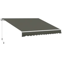 Outsunny Copertină Pliabilă pentru Exterior, Copertină Tip Roll-Up cu Deschidere Manivelă, 350x250 cm, Gri(m-1)