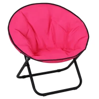 Outsunny Loveuse Fauteuil Rond de Jardin Fauteuil Lune papasan Pliable Grand Confort 80 x 80 x 75 cm Coussin fourni Oxford Rose(m-11)