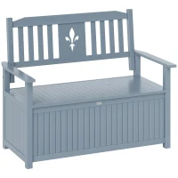 Outsunny Two-Seater Wooden Storage Bench - Grey(m-1)