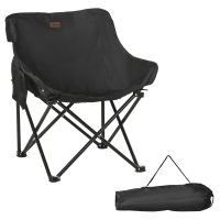 Outsunny Silla de Camping Plegable con Bolsa de Transporte y Marco de Acero Carga 110 kg para Campamento Pícnic Senderismo Negro