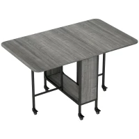 HOMCOM Table pliante de cuisine extensible salle à manger sur roulettes jusqu'à 6 personnes étagère intégrée, 6 roues, Gris(m-11)