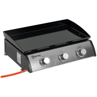 Outsunny Gas Plancha Barbecue Grill with 3 Stainless Steel Burner, 7.5kW, Portable Tabletop Gas BBQ with Non-Stick Griddle for Camping Picnic Garden Party Festival