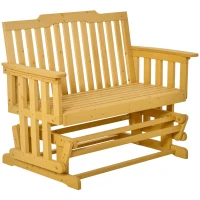 Outsunny 2-Sitzer Schaukelbank mit Armlehne Gartenbank Schwingsessel Massivholz Natur 124 x 76 x 95 cm(m-11)