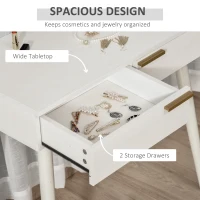 HOMCOM Elegant Dressing Table, with Round Mirror, 80 x 40 x 123 cm - White(m-5)
