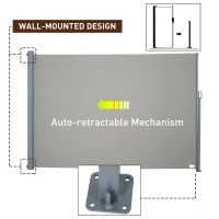 Outsunny Retractable Side Awning, Garden Privacy Screen Divider, Full Cassette Wind Breaker for Hot Tub, Balcony, Terrace, Pool, 300 x 160 cm, Grey(m-4)