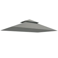 Outsunny Toit de rechange pour tonnelle de barbecue 2,4 x 1,5 m auvent de remplacement pour abri barbecue 2 niveaux gris clair(m-7)