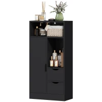 HOMCOM Armadietto da Bagno con 2 Cassetti Compartimento Aperto e Ripiani Regolabili per Spazio Piccolo 50x25x100 cm Bianco(m-5)